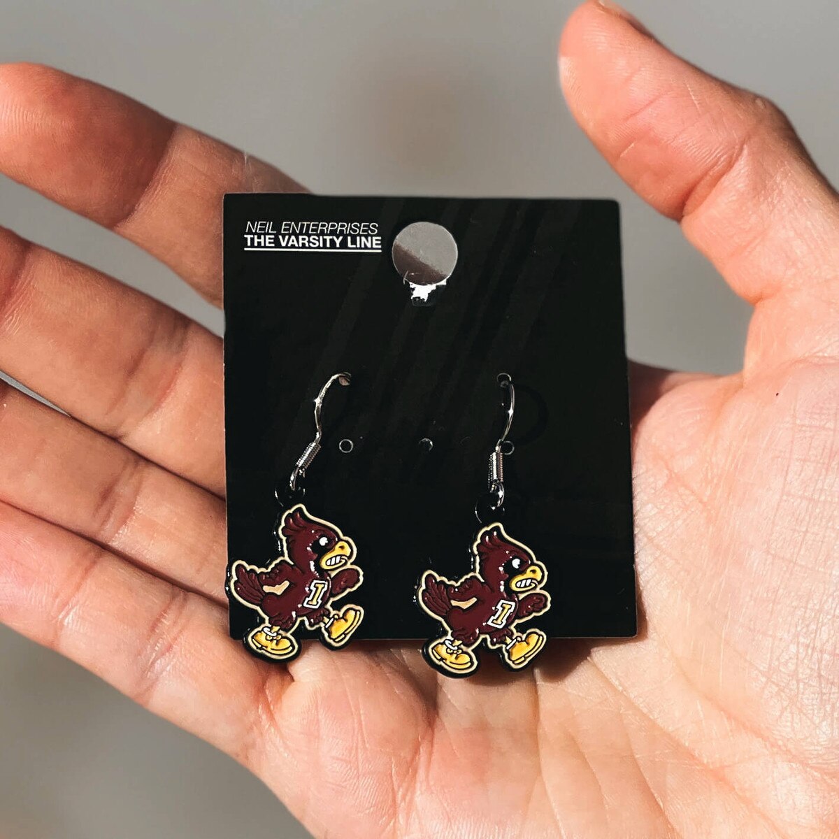 Vintage Walking Cy Metal Dangle Earrings
